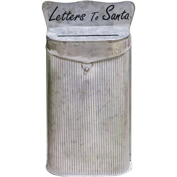 Vintage Galvanized Metal Letters To Santa Mailbox - Picture 1 of 1